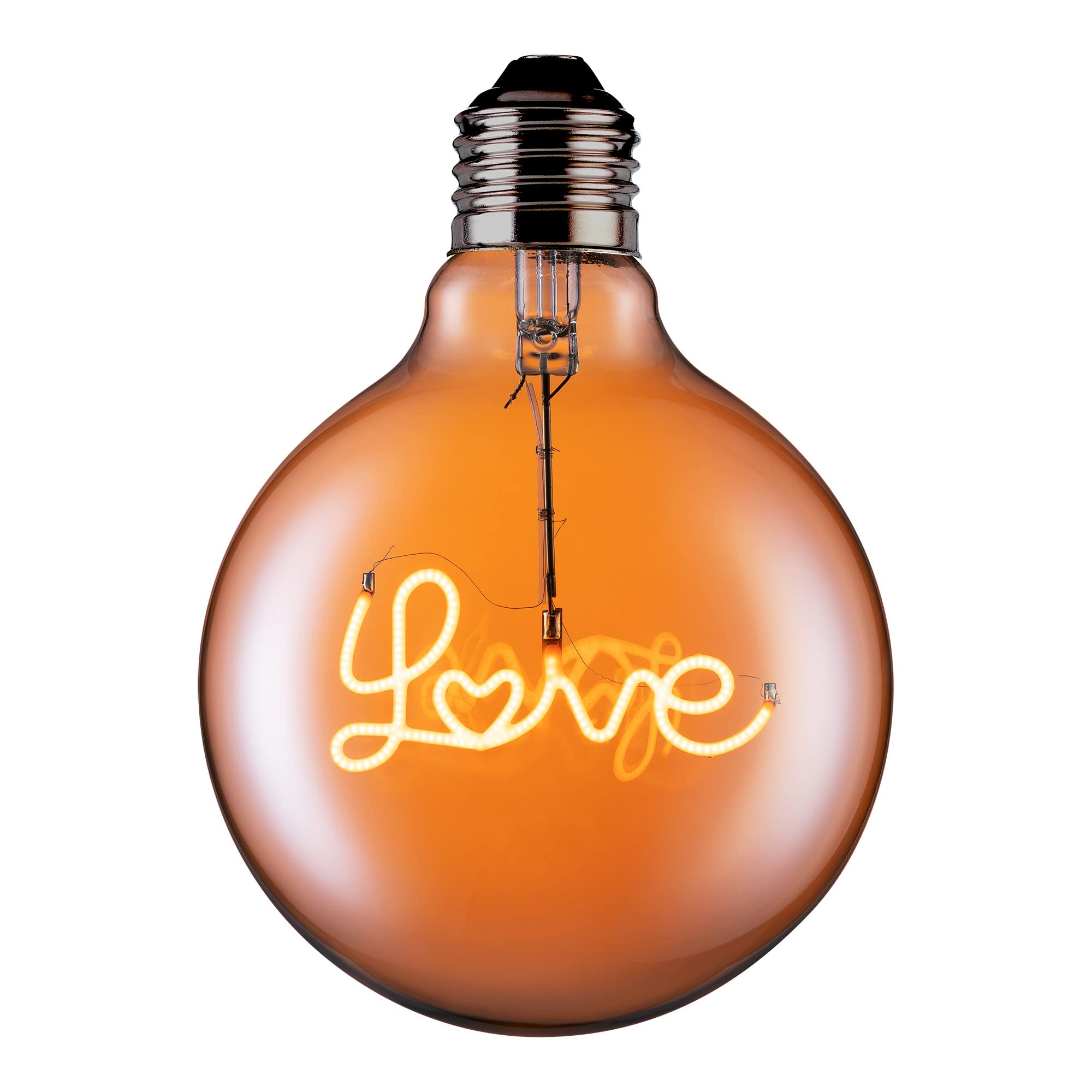 TCP 120L E27 G125 Love Globe LED Warm White Light Bulb, Clear