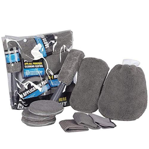 Generic Car Pro Microfibre Cleaning Kit 9 Pieces (Grey)