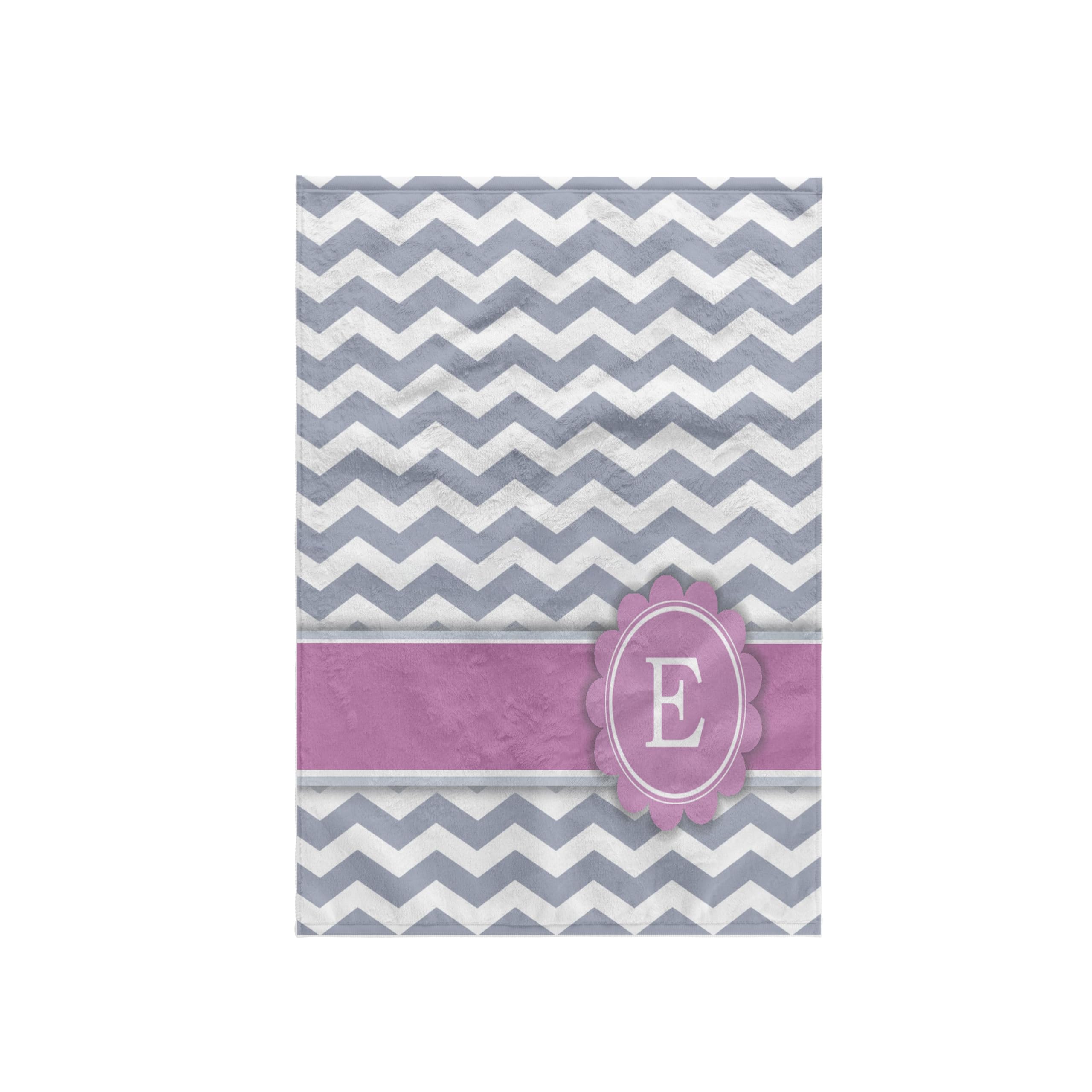 3dRose Letter E Monogrammed on Grey And White Chevron with Pink-Gray Zigzags-Personal Initial Zig Zags Towel, Multi-Colour, 15 x 22-Inch