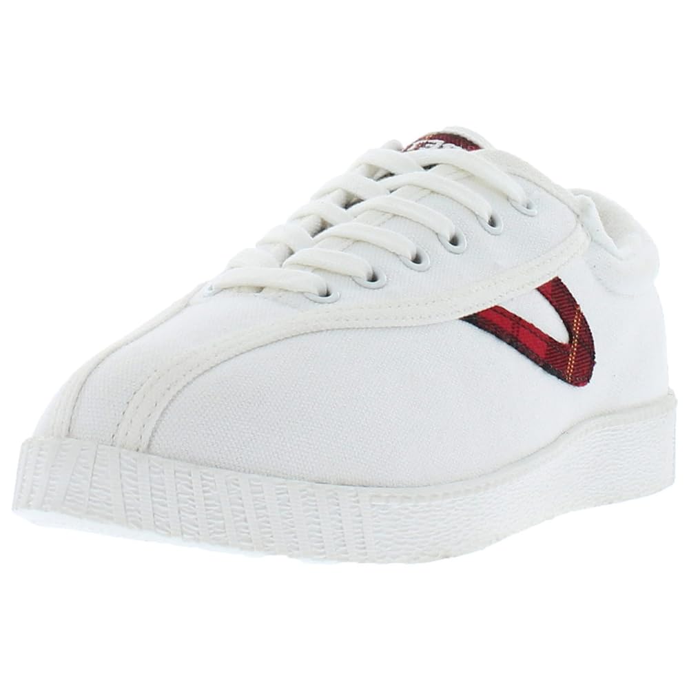 TRETORN Women's Nyliteplus Canvas Sneakers Lace-up Casual Tennis Shoes Classic Vintage Style Nylite Plus, White/Red, 6.5 UK