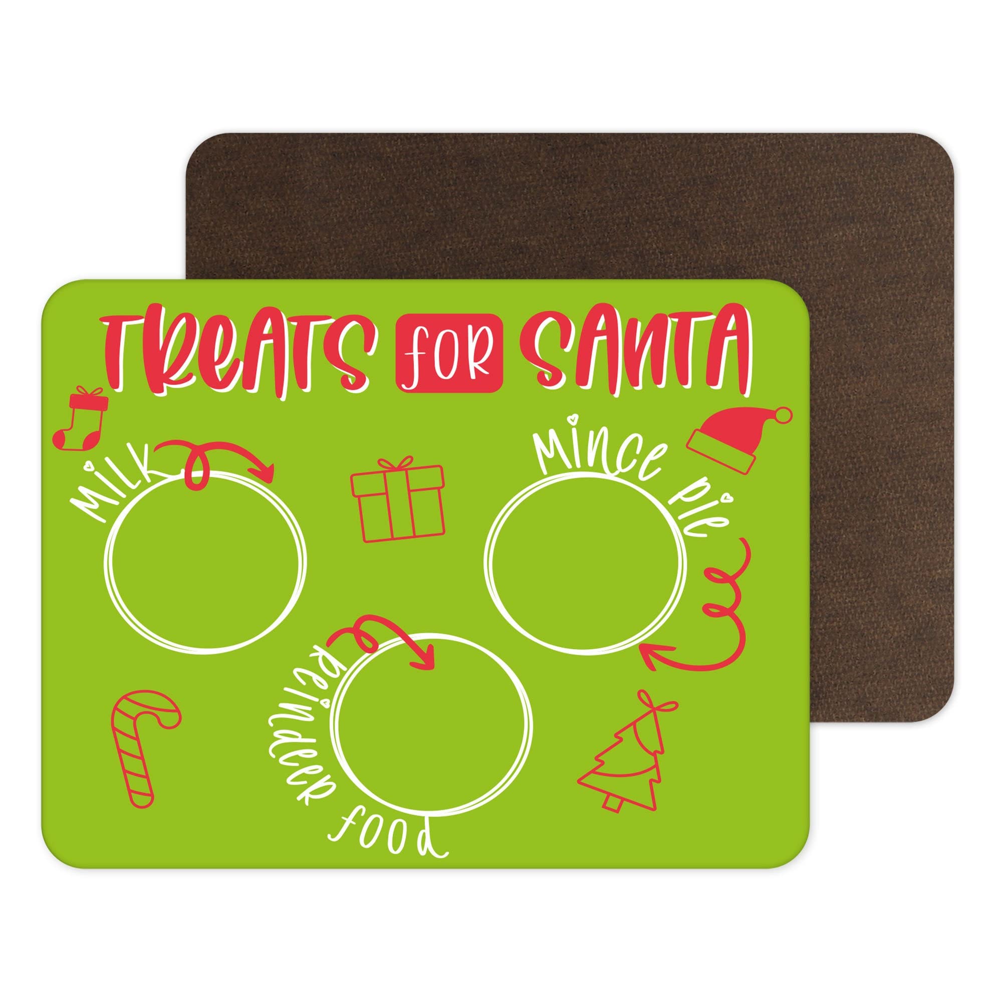 Funny Novelty Christmas Placemats | Place Mat Food Table Mat Dinnerware | Green Treats For Santa | Funny Joke Table Accessory | PM1