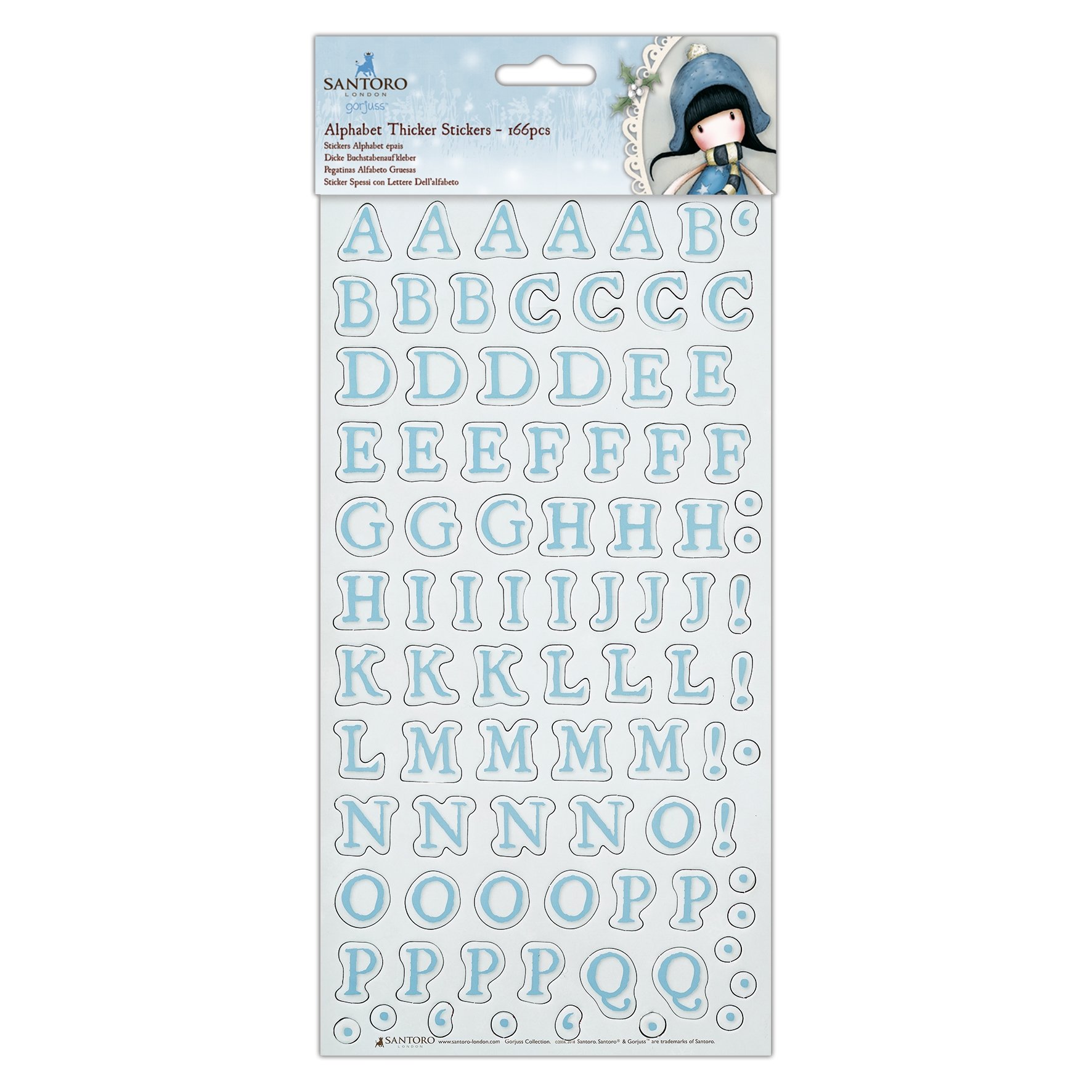 Santoro Gorjuss Alphabet Thicker Stickers of 168 Pieces, Multicolour, One Size