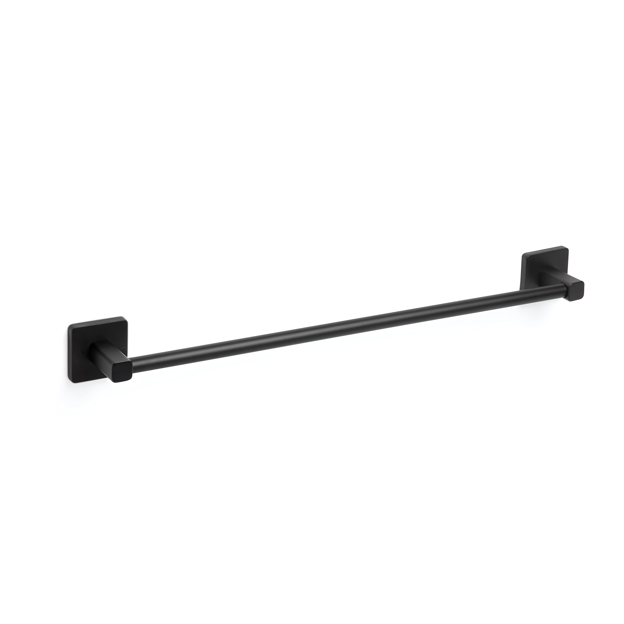 TATAY Large Bathroom Towel Holder, from the NERO bathroom accessories collection, Stainless Steel and Zamak, Double Fixing System with Screws and Glu fix, Black Towel Rail. Measures 6 x 6,5 x 60 cm