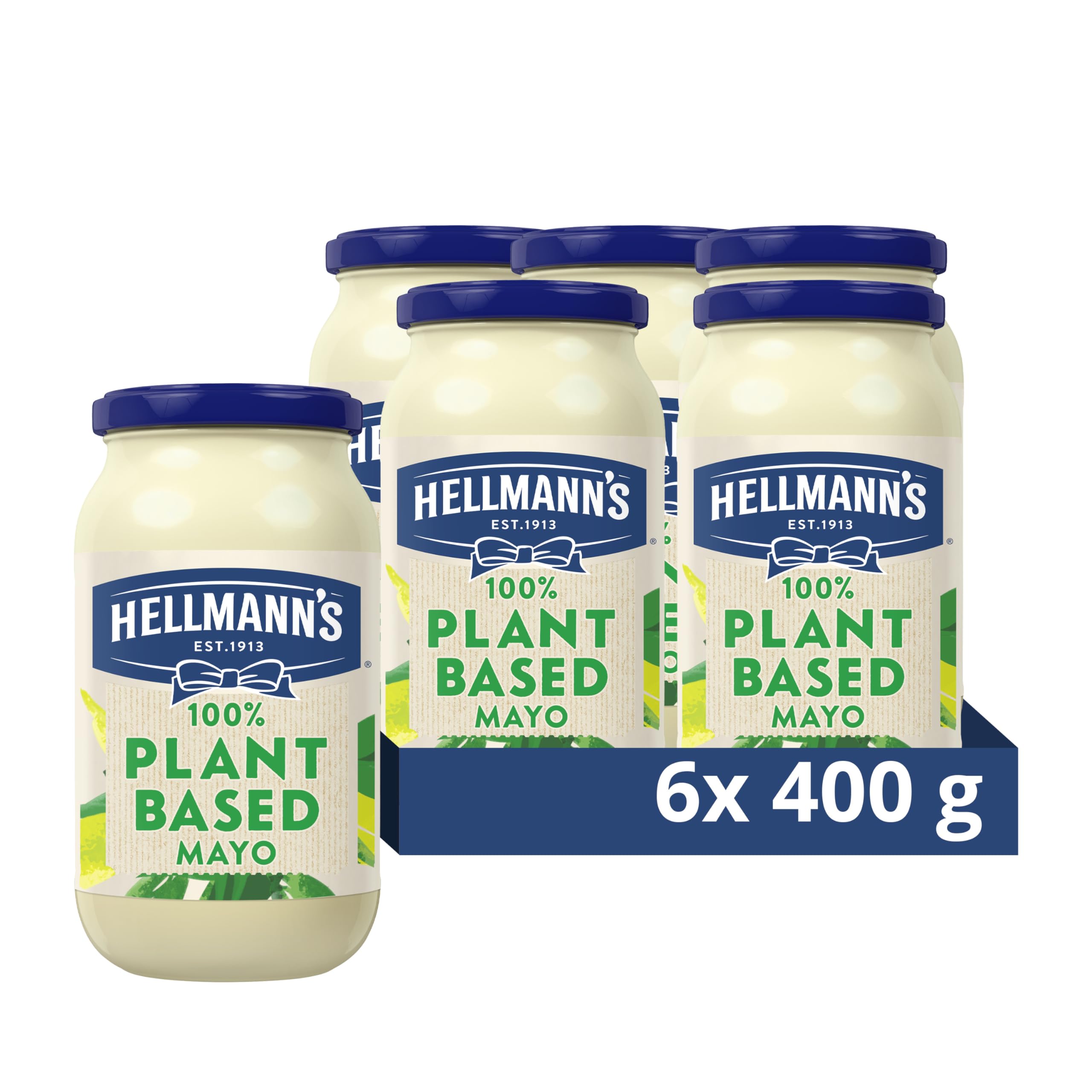 Hellmann's 100% Plant-Based Mayo good source of omega 3 great tasting vegan Mayo 6x 400 g
